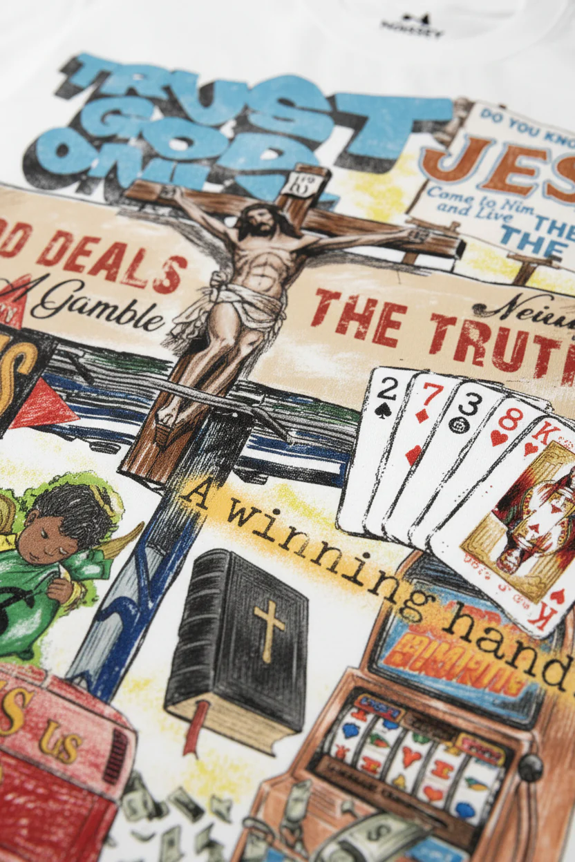 NOISSEY "God Deals The Truth" Spiritual Graffiti Art Heavyweight Oversized T-Shirt - Image 7
