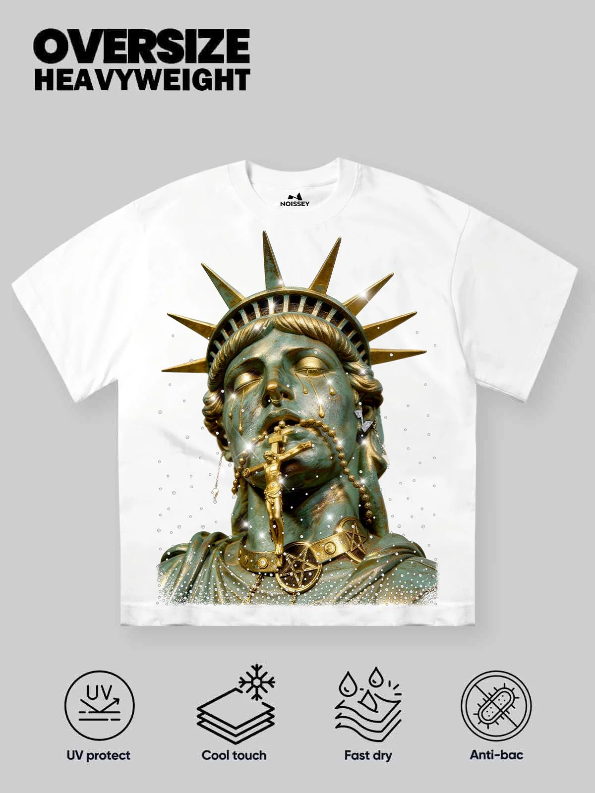 NOISSEY GOLDEN LIBERTY - BRONZE STATUE ICED OUT ART TEE - Image 2
