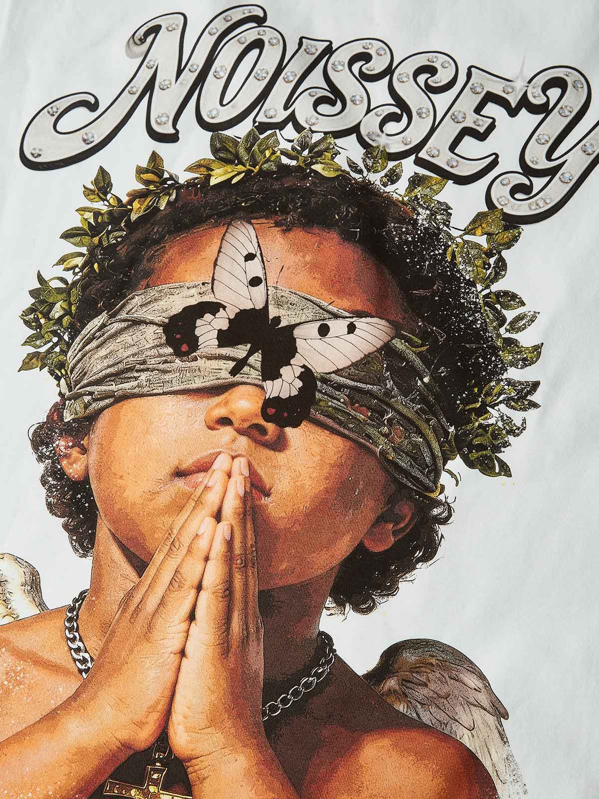 NOISSEY "Heavenly Vision" Rhinestone Angel Tank top- Heavyweight Graphic Streetwear - Optic White - Image 3
