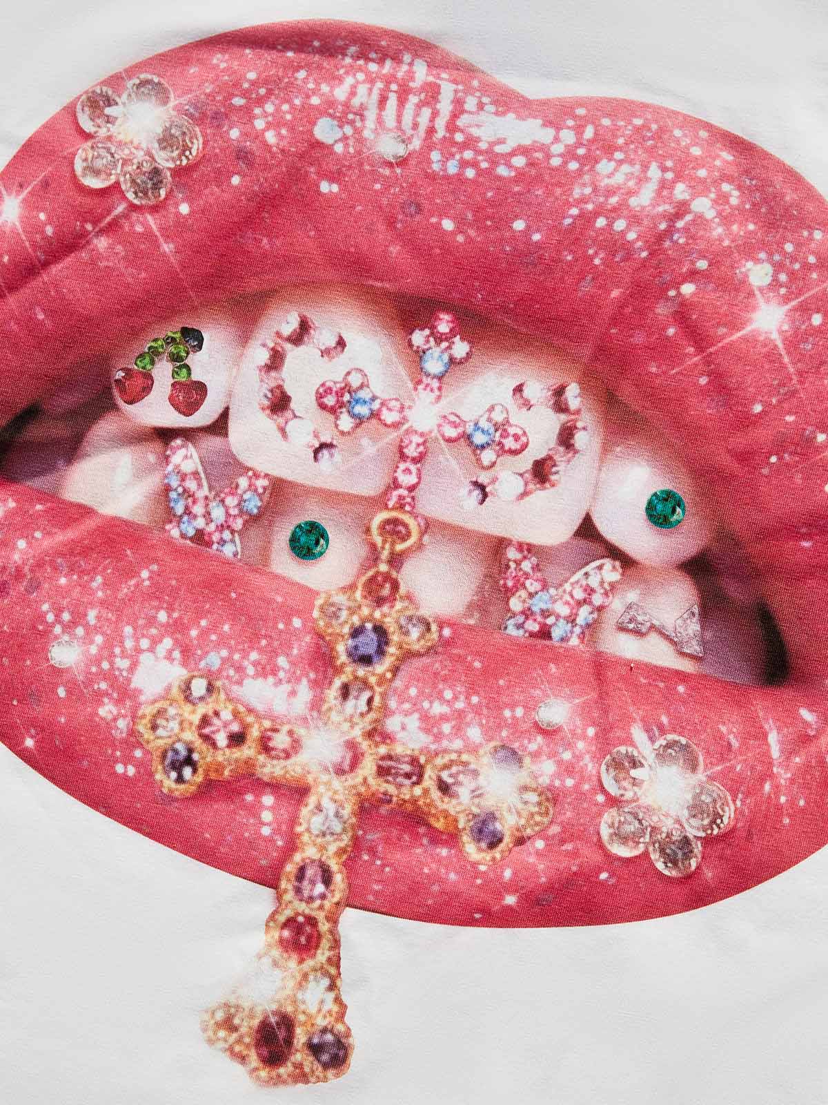 NOISSEY Y2K Grillz Tee - Rhinestone Graphic & Cool Touch Fabric - Image 2