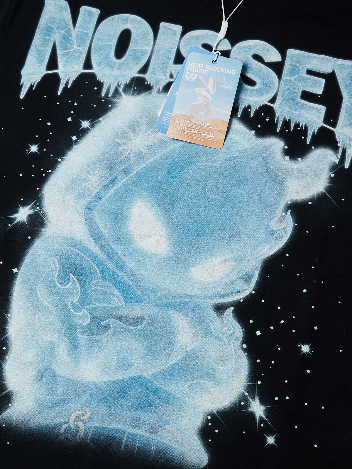 NOISSEY "Ice Fire Sprite" Oversize Heavyweight Glossy Art Tee - Onyx Black - Image 3