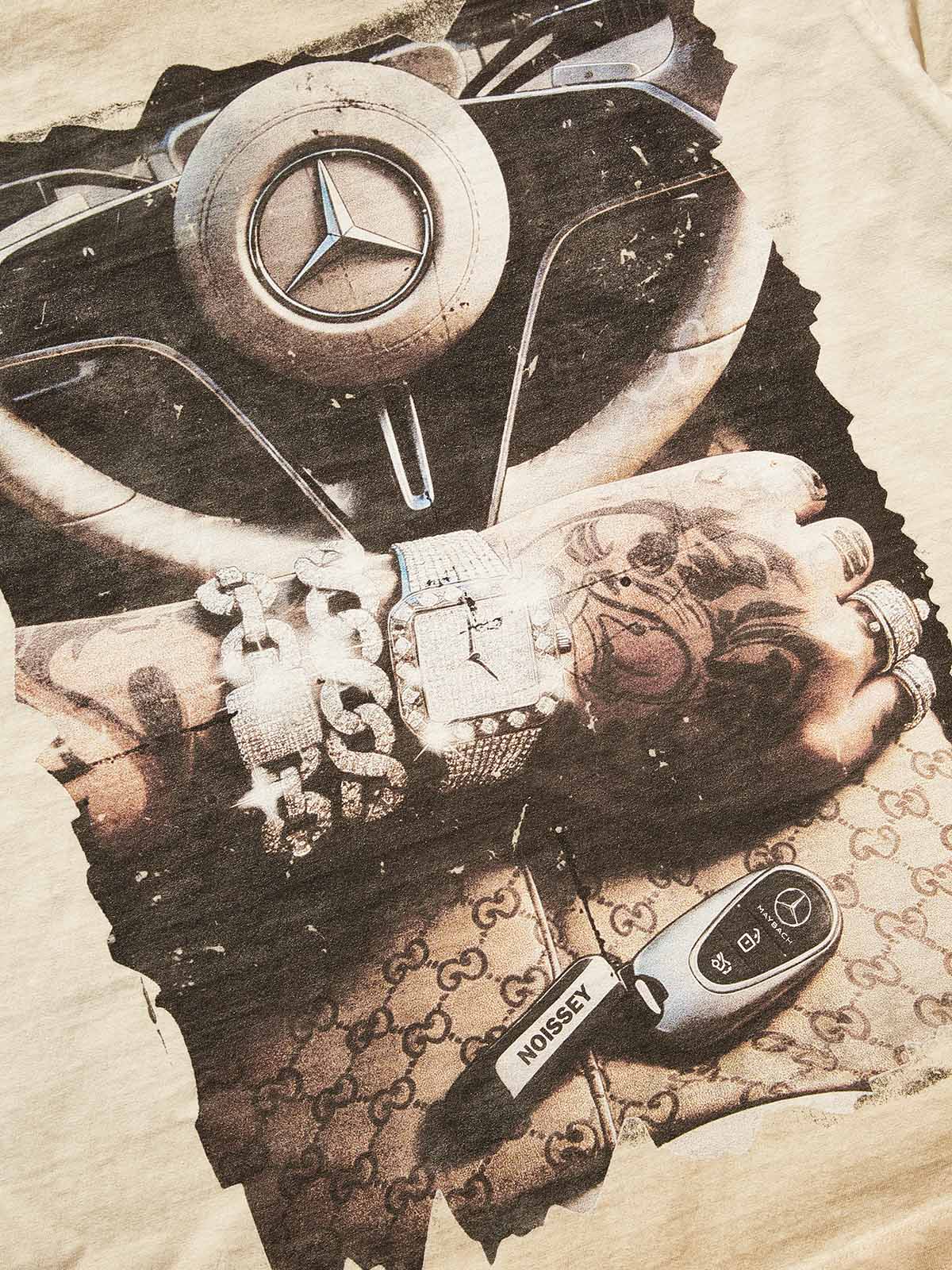 NOISSEY "Instant Luxury" Vintage Washed Graphic Tee - Retro Sand T-Shirt - Image 4