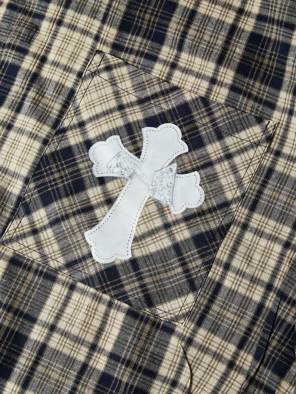 NOISSEY LEOPARD ACCENT MULTI-CROSS PATCHWORK RELAXED SHIRT - Image 4
