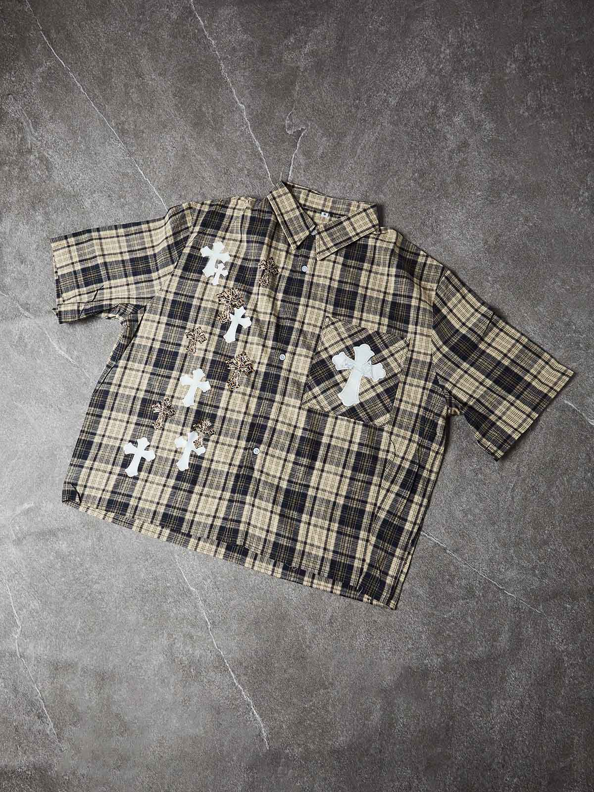 NOISSEY LEOPARD ACCENT MULTI-CROSS PATCHWORK RELAXED SHIRT - Image 5