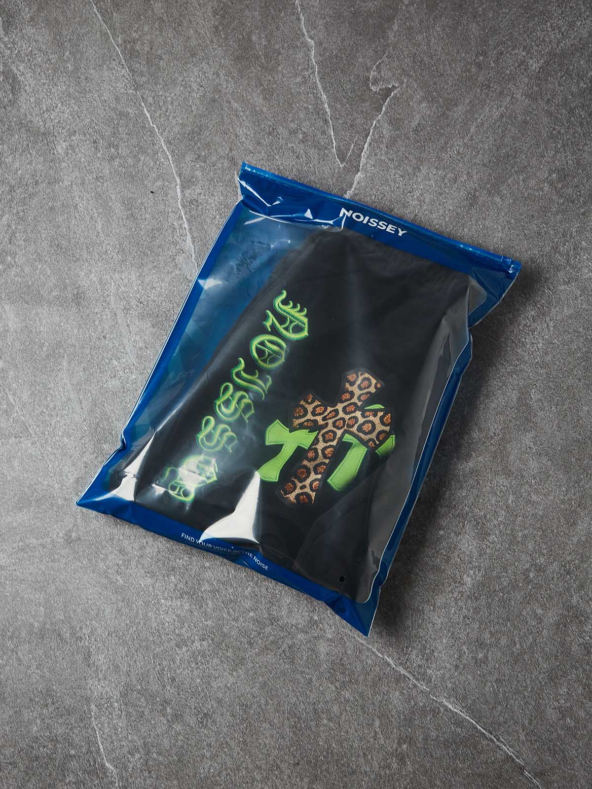 NOISSEY "LEOPARD CROSS" NEON GREEN EMBROIDERED SHORTS - Image 9