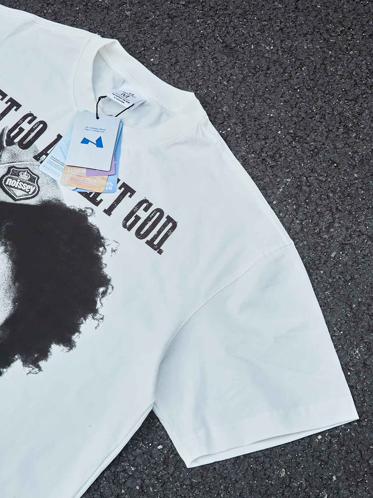 "Let Go and Let God." NOISSEY Boxy Oversized Graphic Tee – Vintage White - Image 9