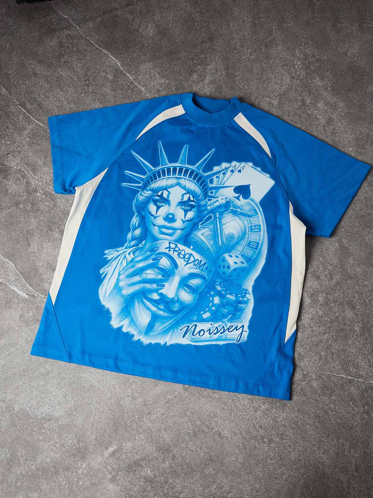 NOISSEY "LIBERTY & JOKER" CHICANO ART TEE - OVERSIZED GRAFFITI PRINT - Image 3