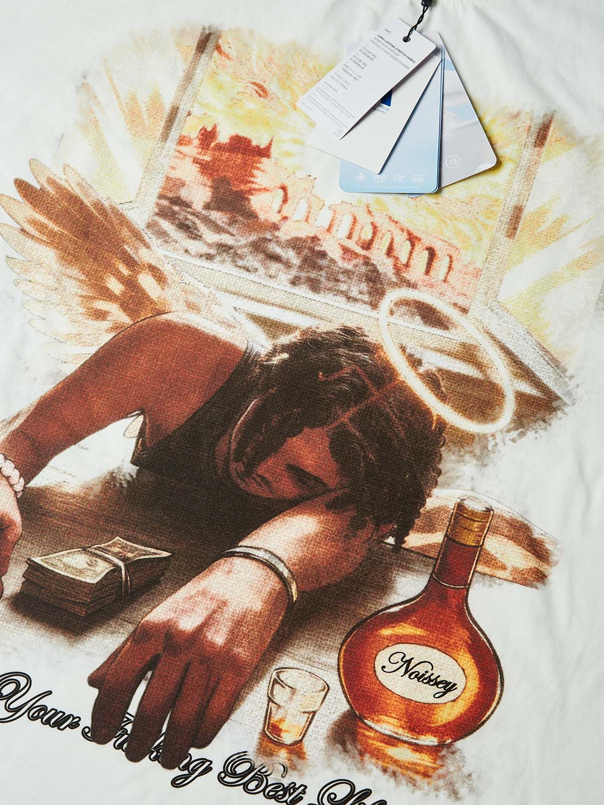NOISSEY "Live Your Best Life" Dark Angel Art Boxy Heavyweight Tee - Cloud White - Image 3