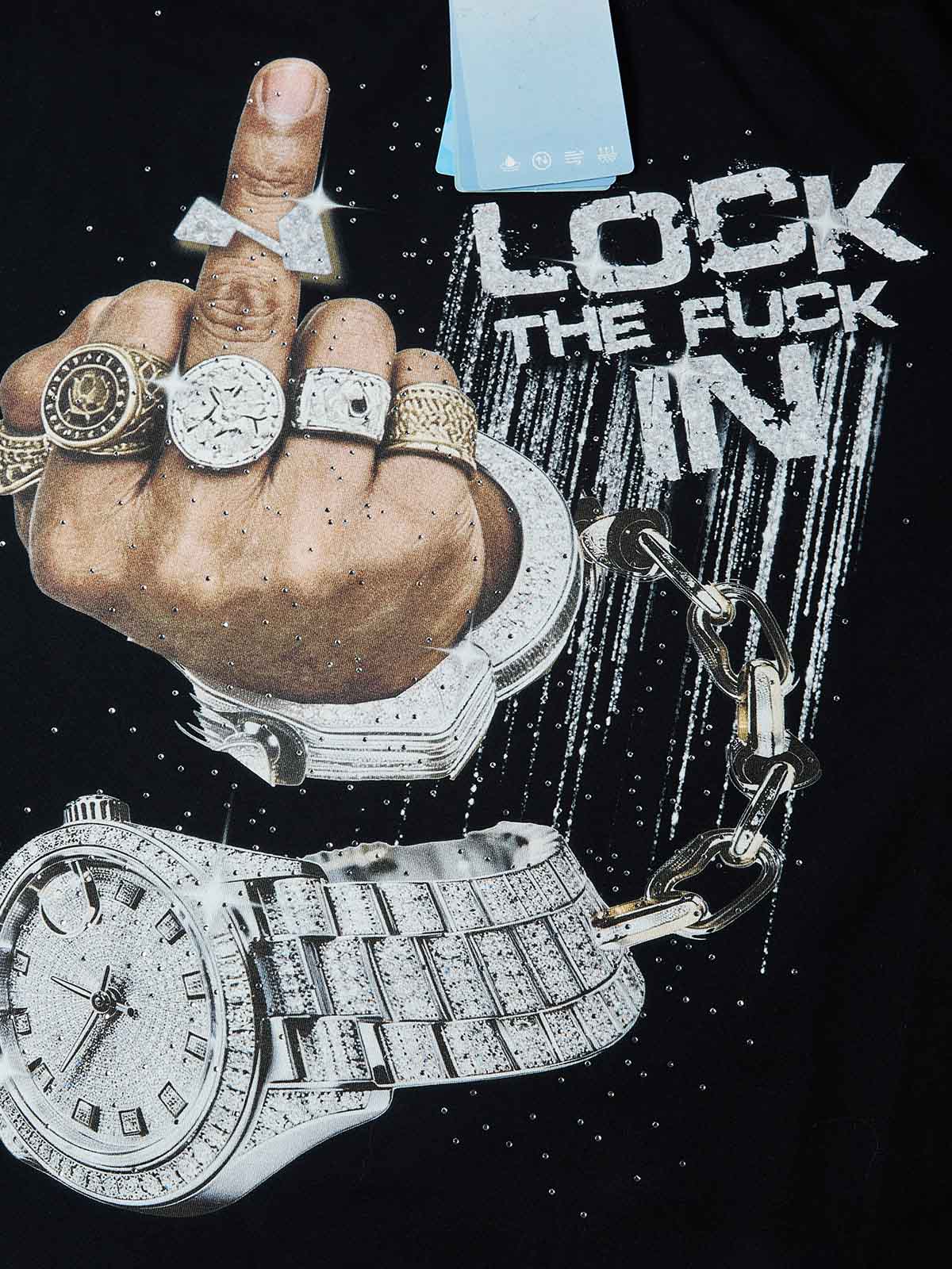 NOISSEY "LOCK THE FUCK IN" ICED OUT LUXURY GRAPHIC OVERSIZED T-SHIRT - Image 5