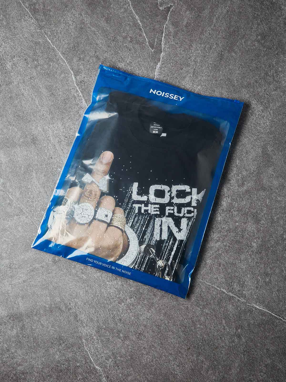 NOISSEY "LOCK THE FUCK IN" ICED OUT LUXURY GRAPHIC OVERSIZED T-SHIRT - Image 9