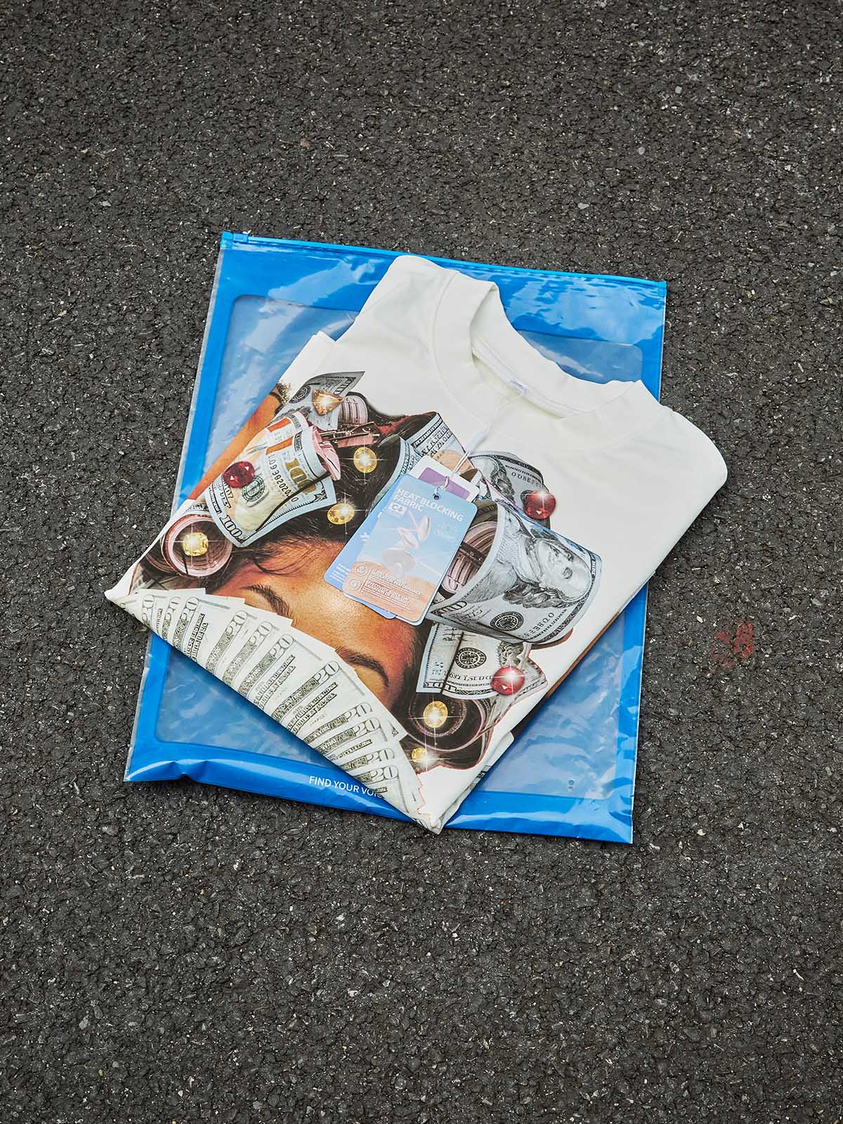 NOISSEY "Money Mindset" Graphic T-Shirt - Urban Luxury Money-Roll Hair Art Print Tee - Image 9