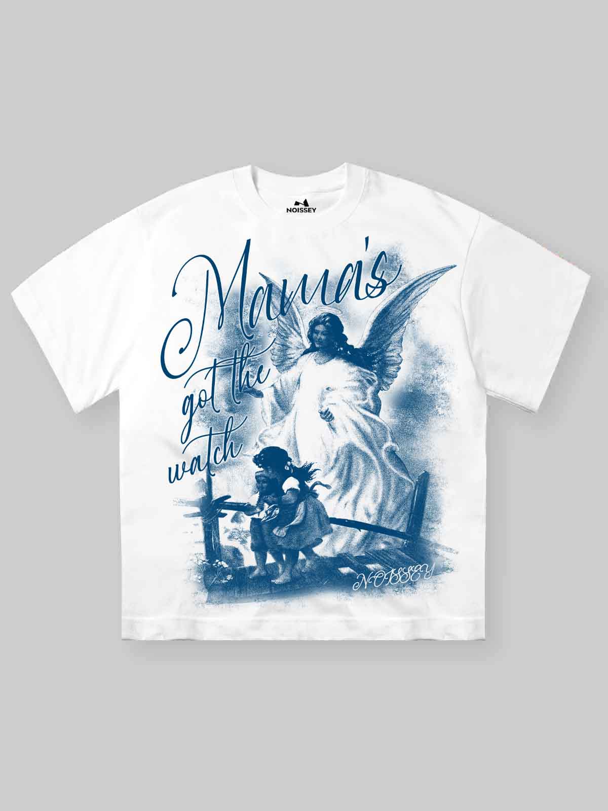 NOISSEY "Mama's Got the Watch" Guardian Angel Art Print Boxy Tee - Cloud White