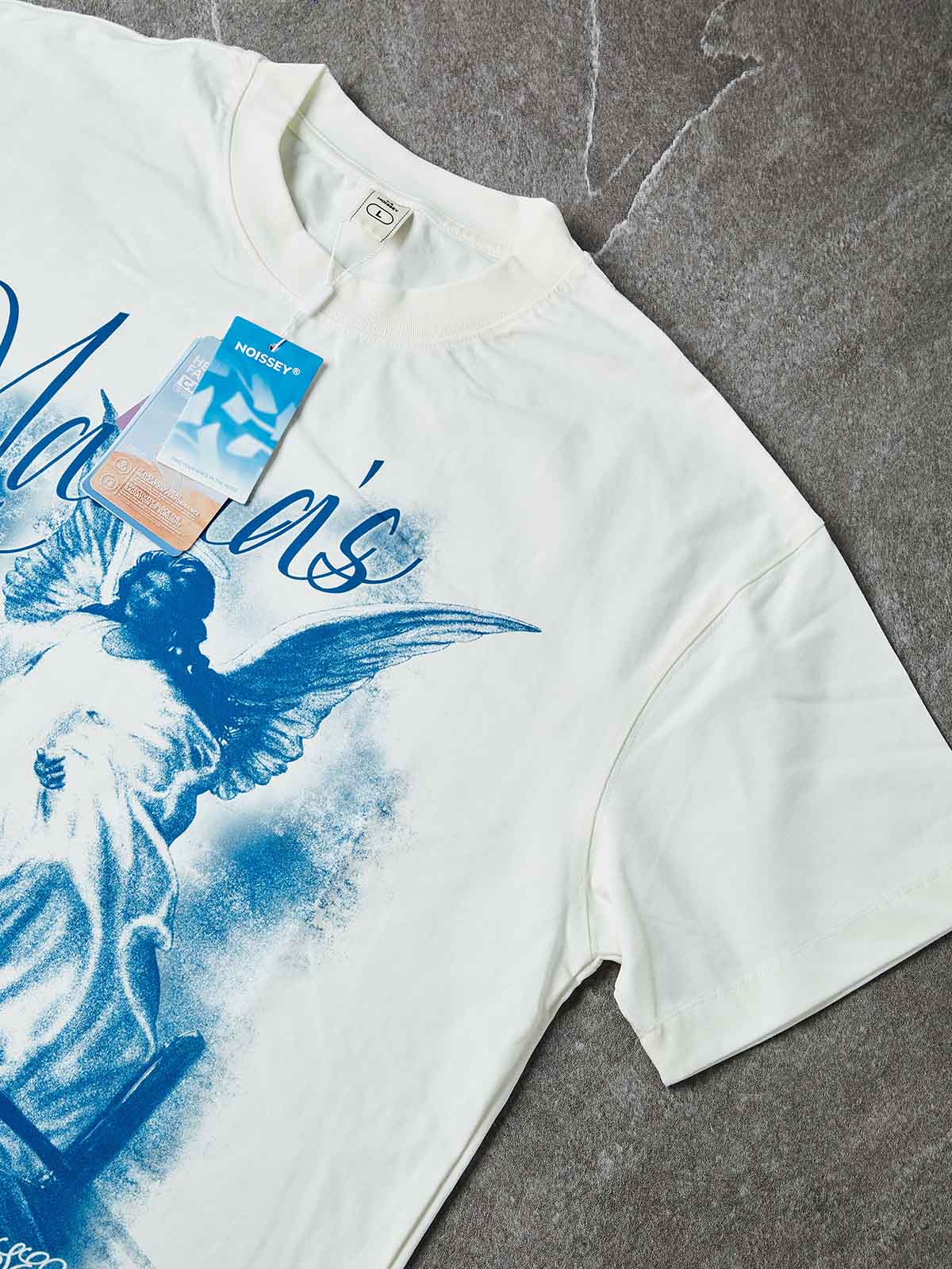 NOISSEY "Mama's Got the Watch" Guardian Angel Art Print Boxy Tee - Cloud White - Image 4