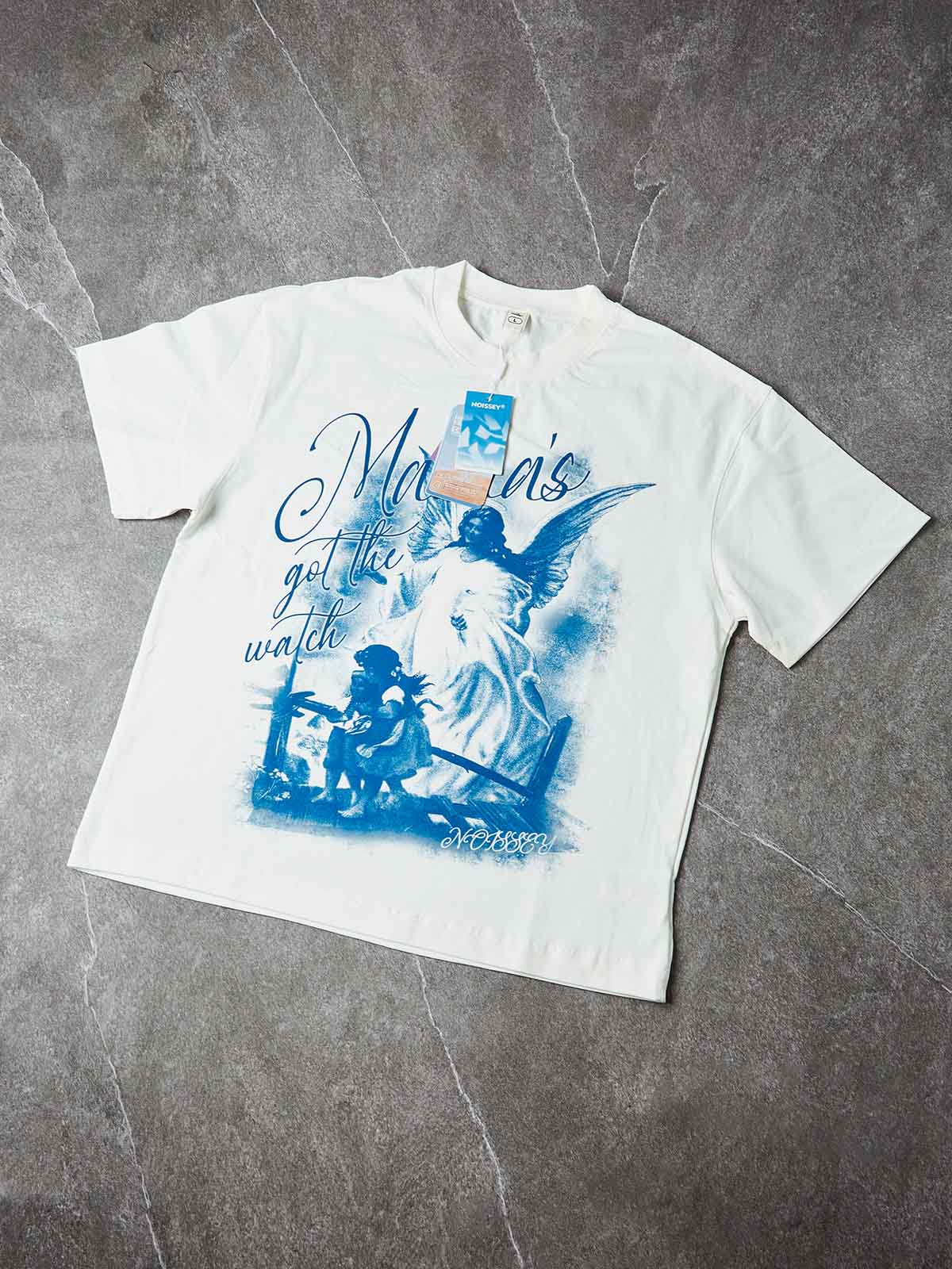 NOISSEY "Mama's Got the Watch" Guardian Angel Art Print Boxy Tee - Cloud White - Image 5