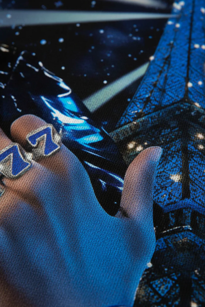NOISSEY "Midnight Eiffel" Parisian Night Art Print T-Shirt - Onyx Black - Image 6