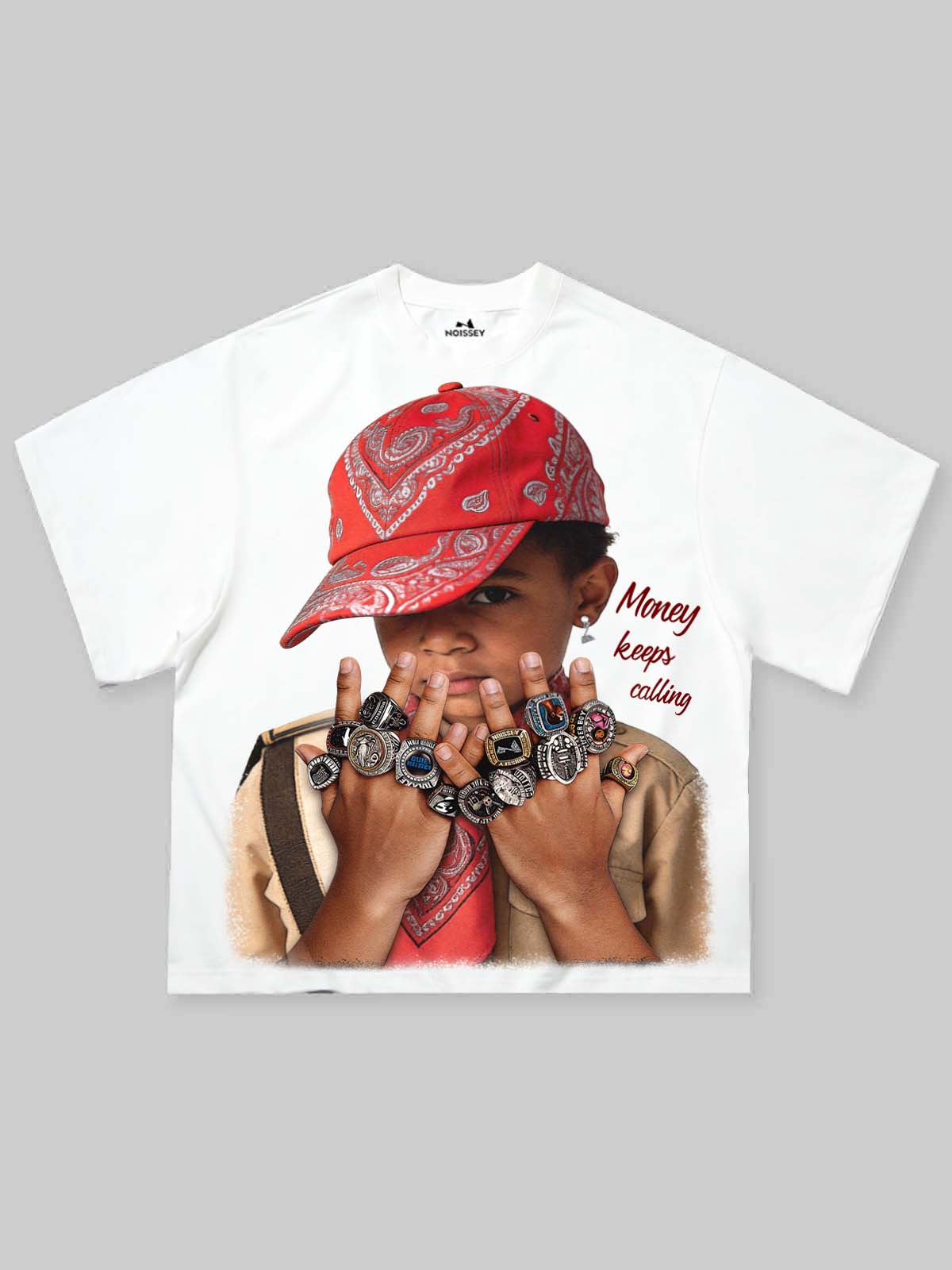 NOISSEY "Money Calling" Boy Scout Graphic Art Oversized T-Shirt