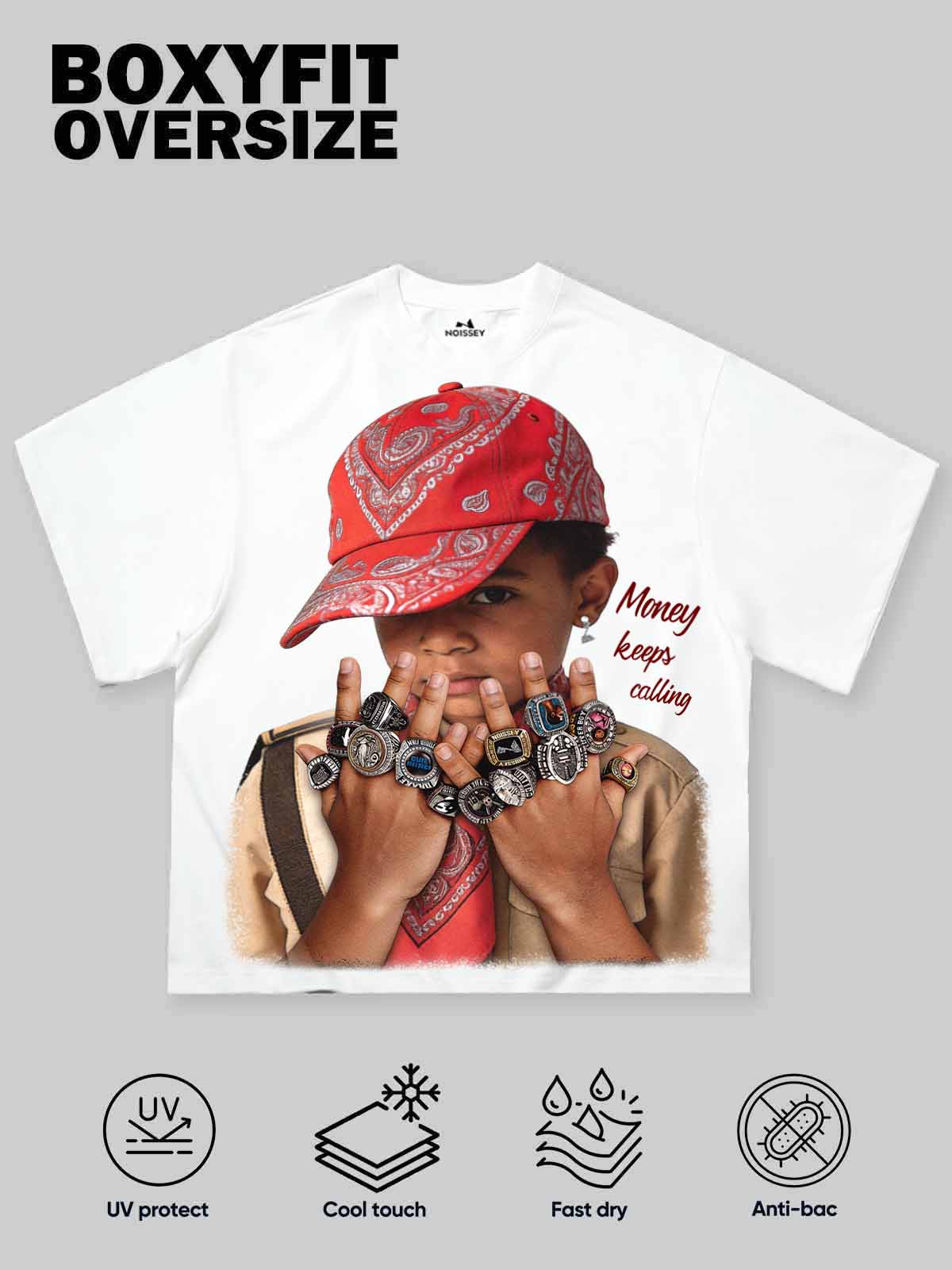 NOISSEY "Money Calling" Boy Scout Graphic Art Oversized T-Shirt - Image 2