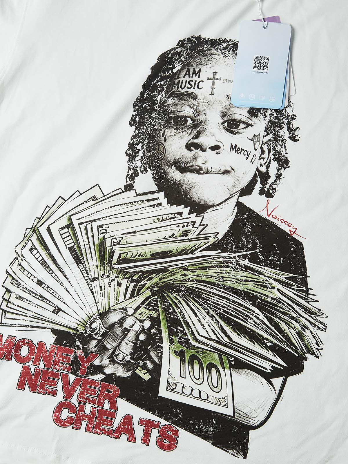 NOISSEY "MONEY NEVER CHEATS" WEALTH ICON OVERSIZED TEE - Image 3
