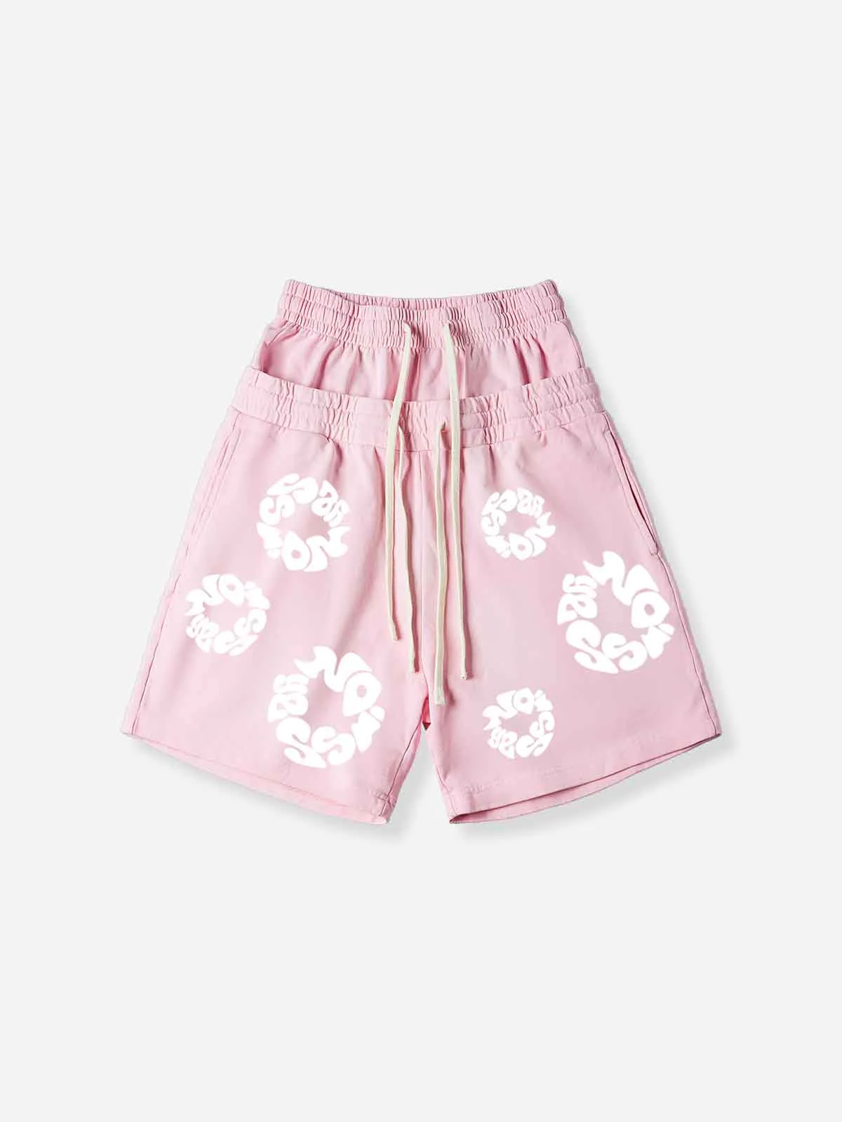 NOISSEY MONO-BLOOM ART PRINT VINTAGE DISTRESSED SWEAT SHORTS - Image 2