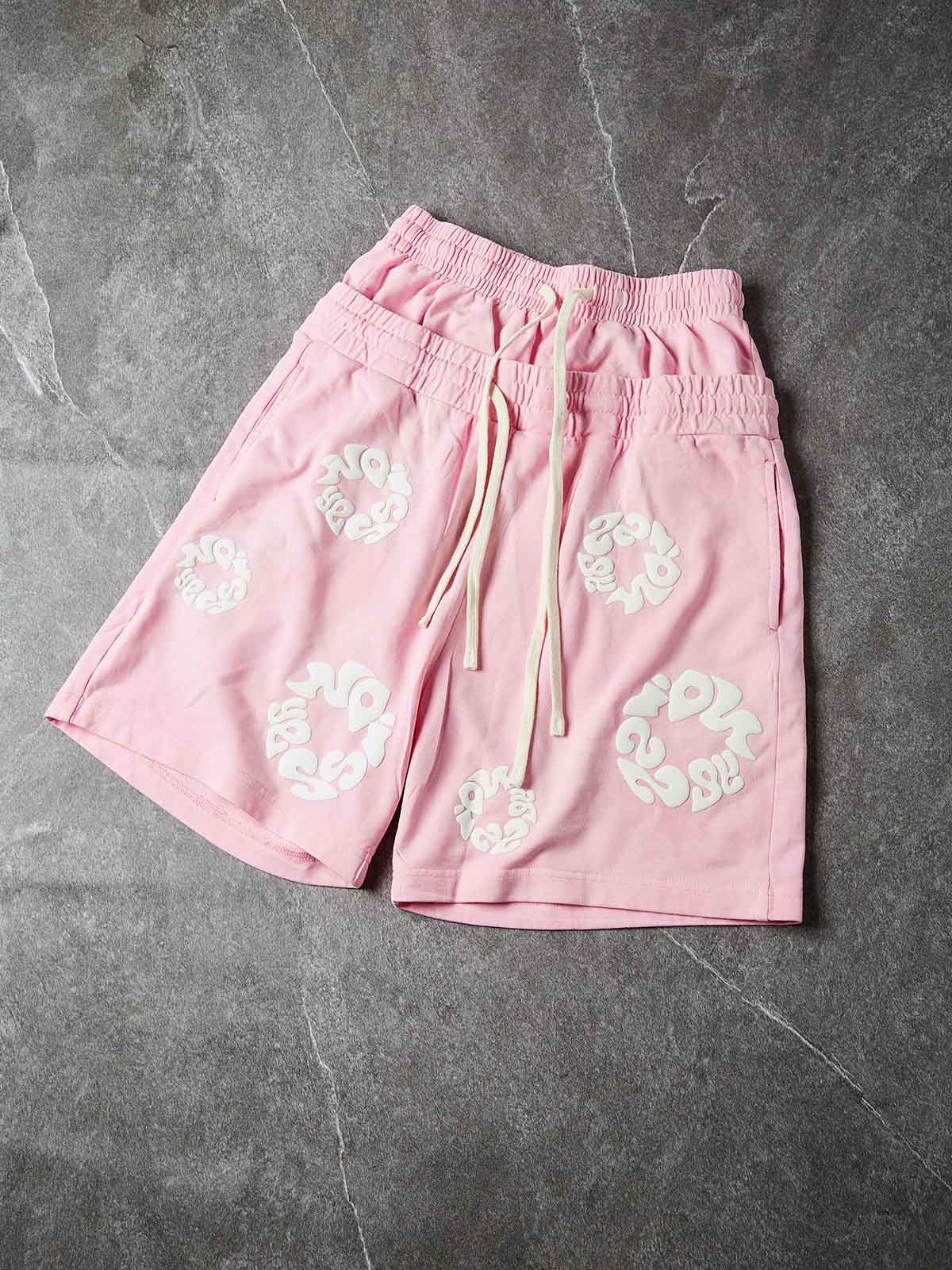 NOISSEY MONO-BLOOM ART PRINT VINTAGE DISTRESSED SWEAT SHORTS - Image 4