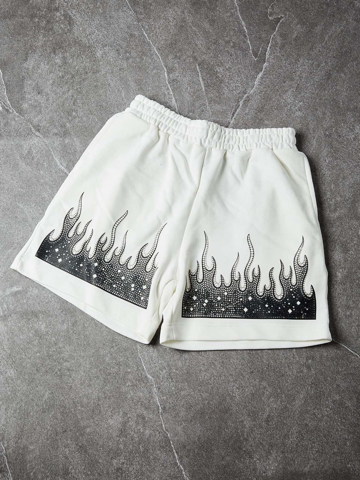 NOISSEY NIGHT-FLAME OPTICAL-DIAMOND GRADIENT WIDE-LEG SHORTS - Arctic White - Image 3