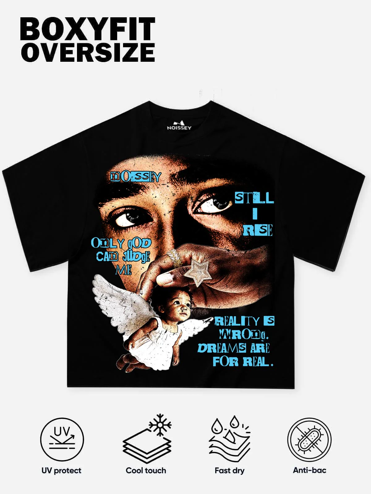 NOISSEY "Only God Can Judge Me" Immortal Legend Faith Angel Art Print Heavyweight T-Shirt - Image 2