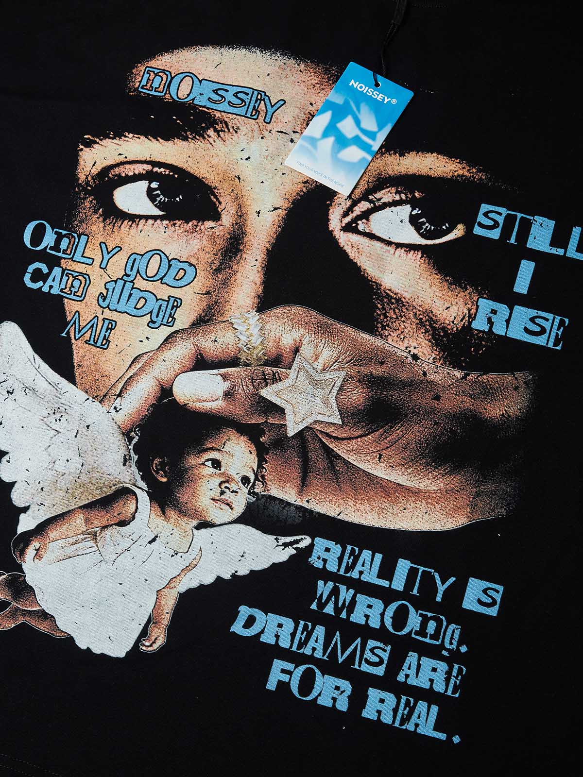 NOISSEY "Only God Can Judge Me" Immortal Legend Faith Angel Art Print Heavyweight T-Shirt - Image 3