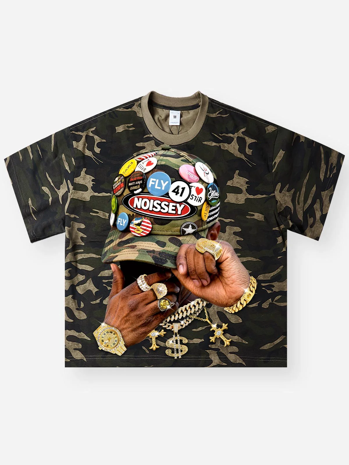 NOISSEY "PATCHWORK CAMO CAP" ARTISTIC OVERSIZED TEE