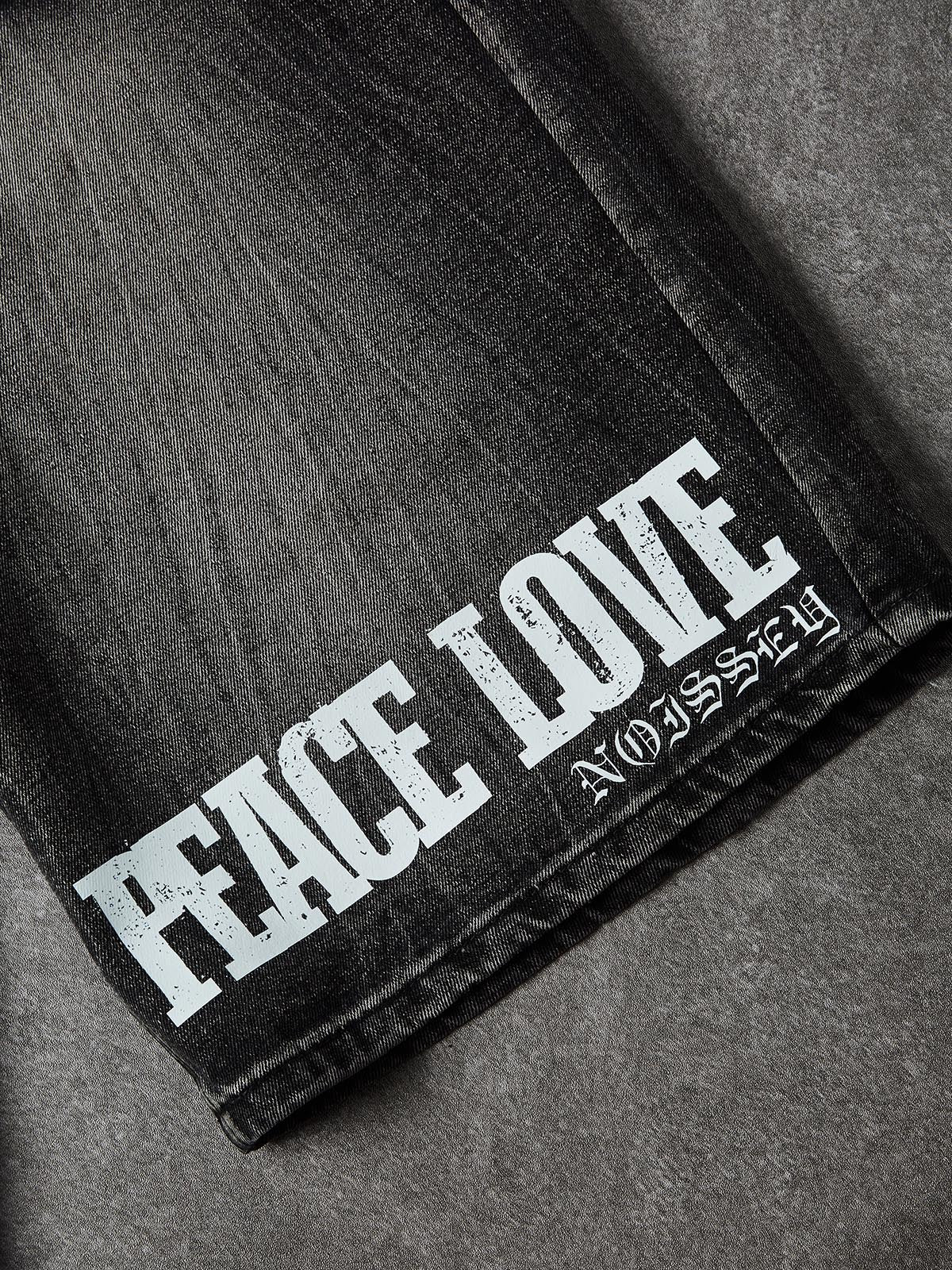 NOISSEY "PEACE & LOVE" Dove Anti-War Graphic Distressed Denim Shorts - Image 5