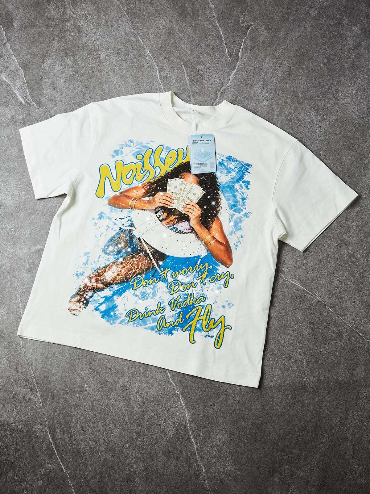 NOISSEY Live Your Best Life Dark Angel Art Boxy Heavyweight Tee - Cloud White - Image 6