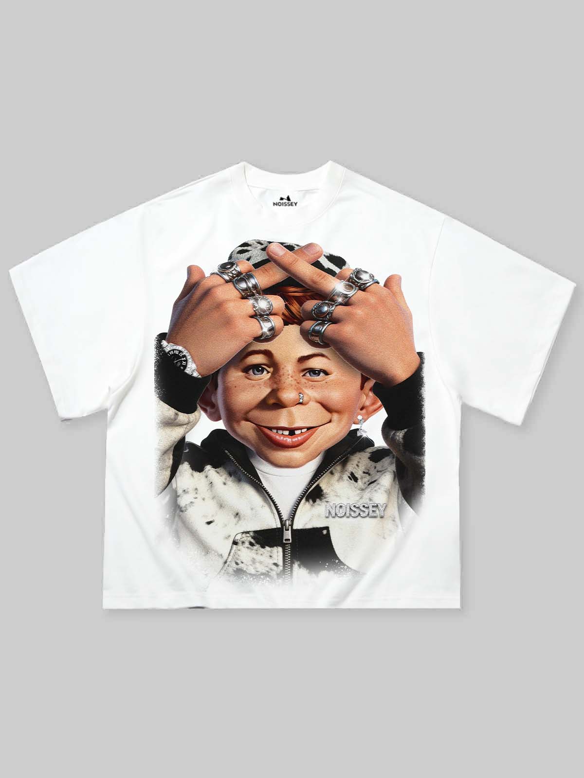 NOISSEY "Rebel Newman" Rebel Graffiti Ring Art Heavyweight Oversized T-Shirt