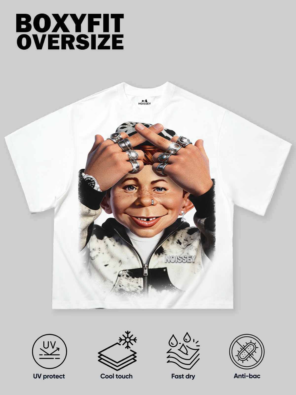 NOISSEY "Rebel Newman" Rebel Graffiti Ring Art Heavyweight Oversized T-Shirt - Image 2