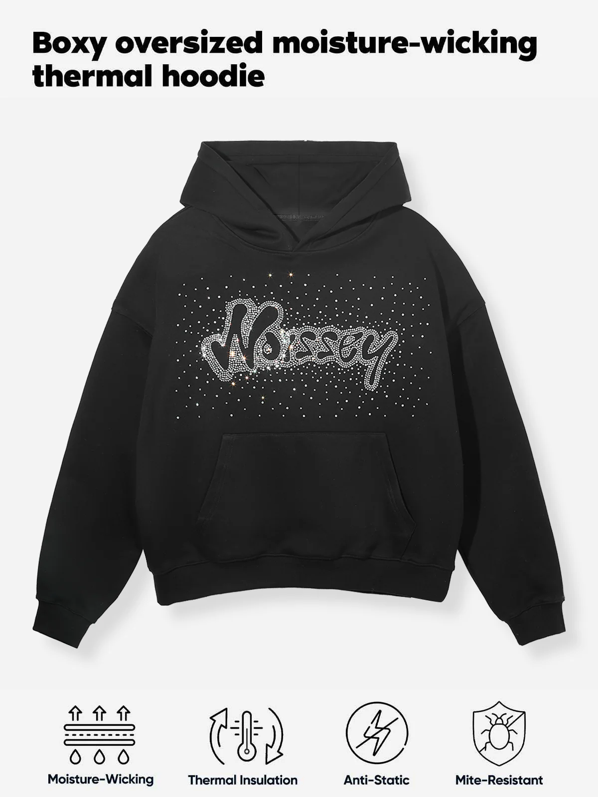 Noissey Rhinestone Logo Glitter Boxy Hoodie - Image 10