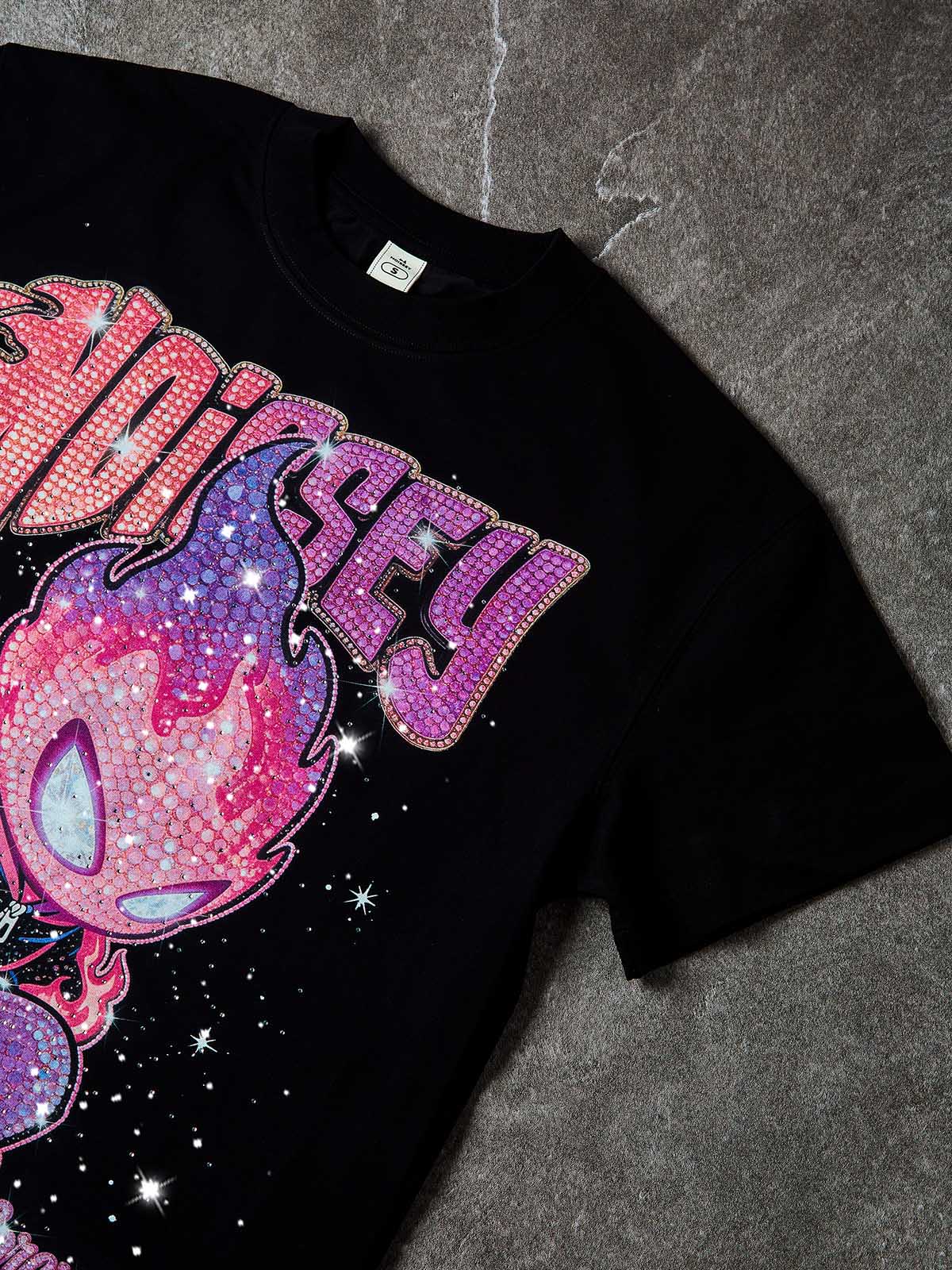 NOISSEY "Run Forever" Fire Kid Boxy Diamond Heavyweight Tee - Pink & Purple - Image 5