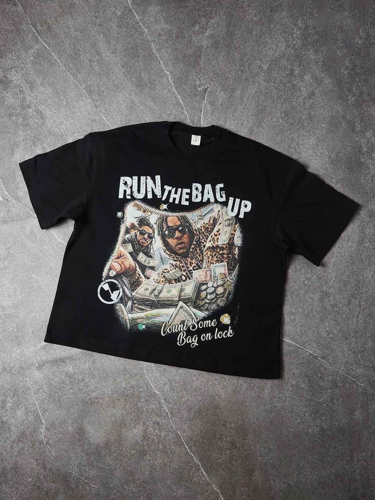 NOISSEY "RUN THE BAG UP" MONEY STACK ART PRINT OVERSIZED Boxy T-SHIRT - Image 6