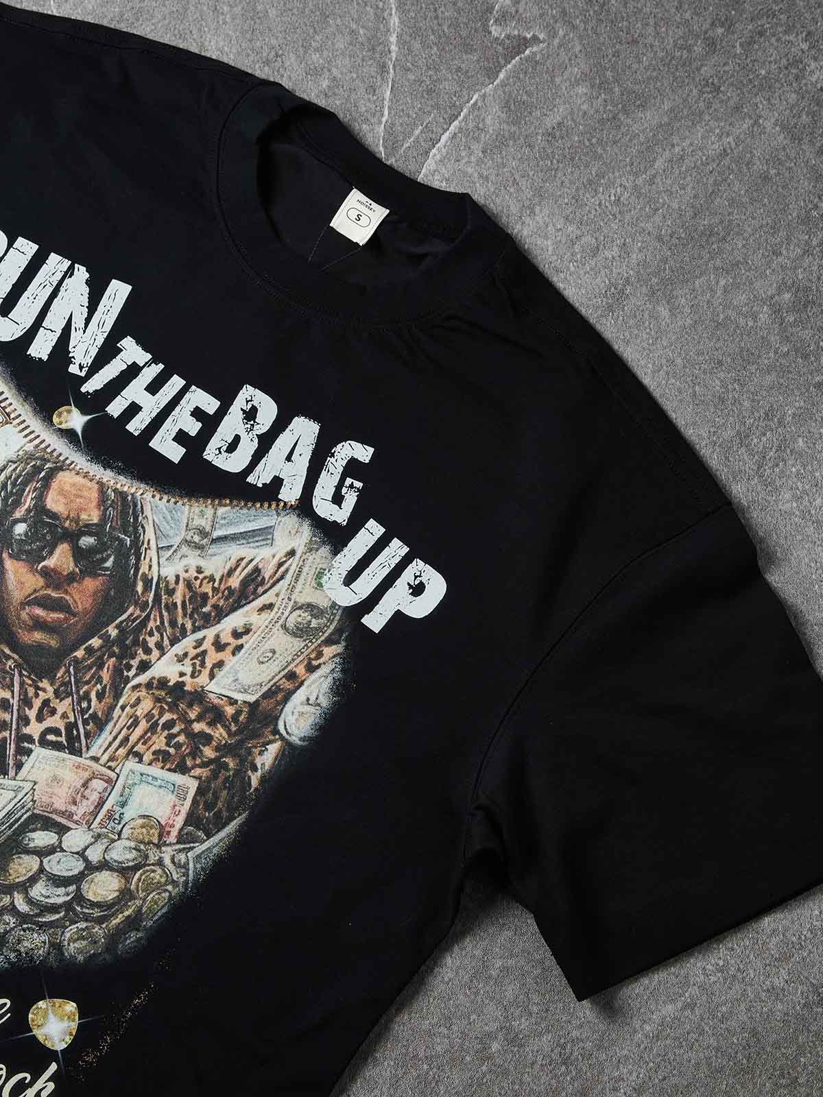 NOISSEY "RUN THE BAG UP" MONEY STACK ART PRINT OVERSIZED Boxy T-SHIRT - Image 7