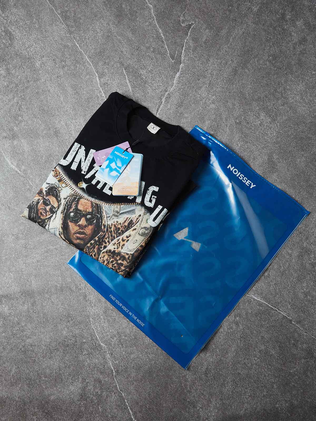 NOISSEY "RUN THE BAG UP" MONEY STACK ART PRINT OVERSIZED Boxy T-SHIRT - Image 8
