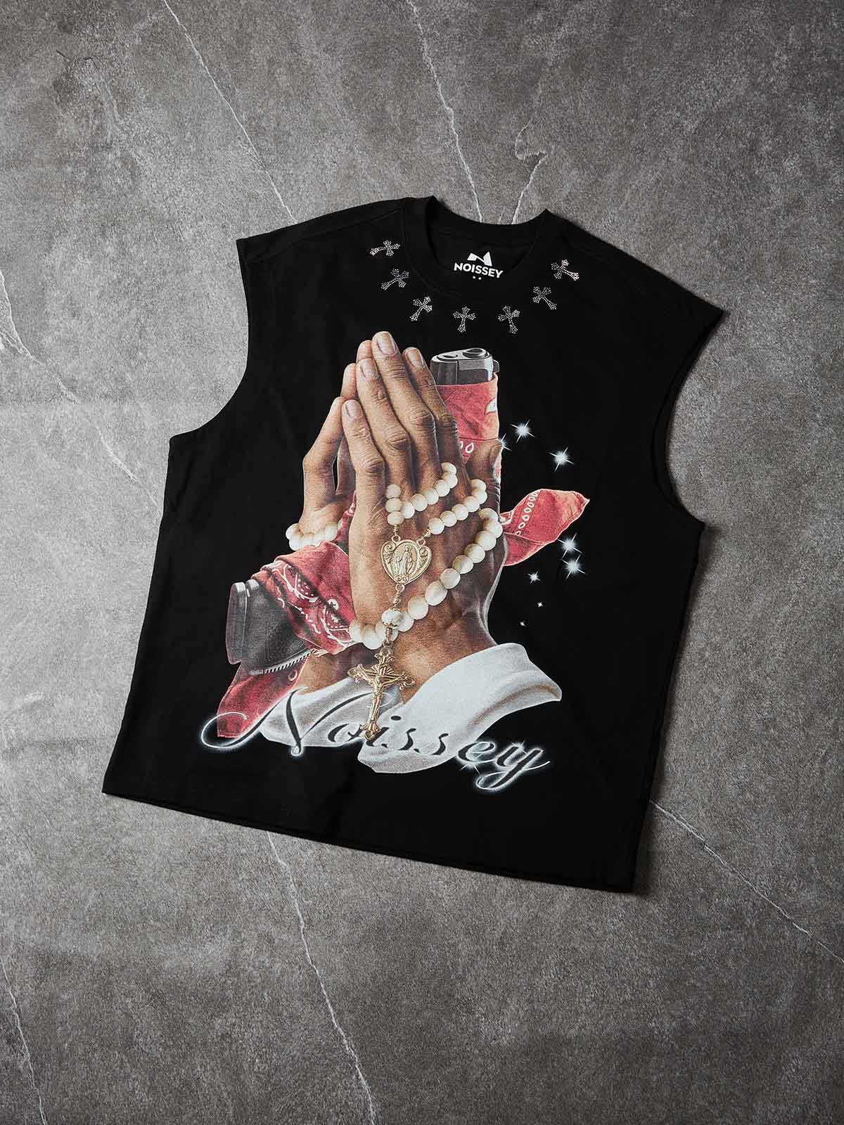 NOISSEY SACRED PRAYER ART PRINT OVERSIZED TANK TOP - Image 2