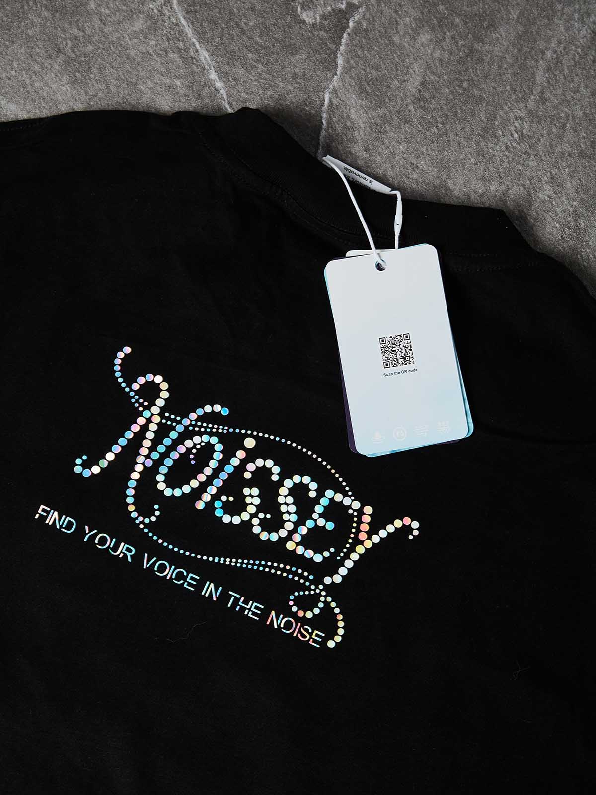 NOISSEY SHIMMER LOGO - SILVER CURSIVE SLOGAN TEE - Image 2
