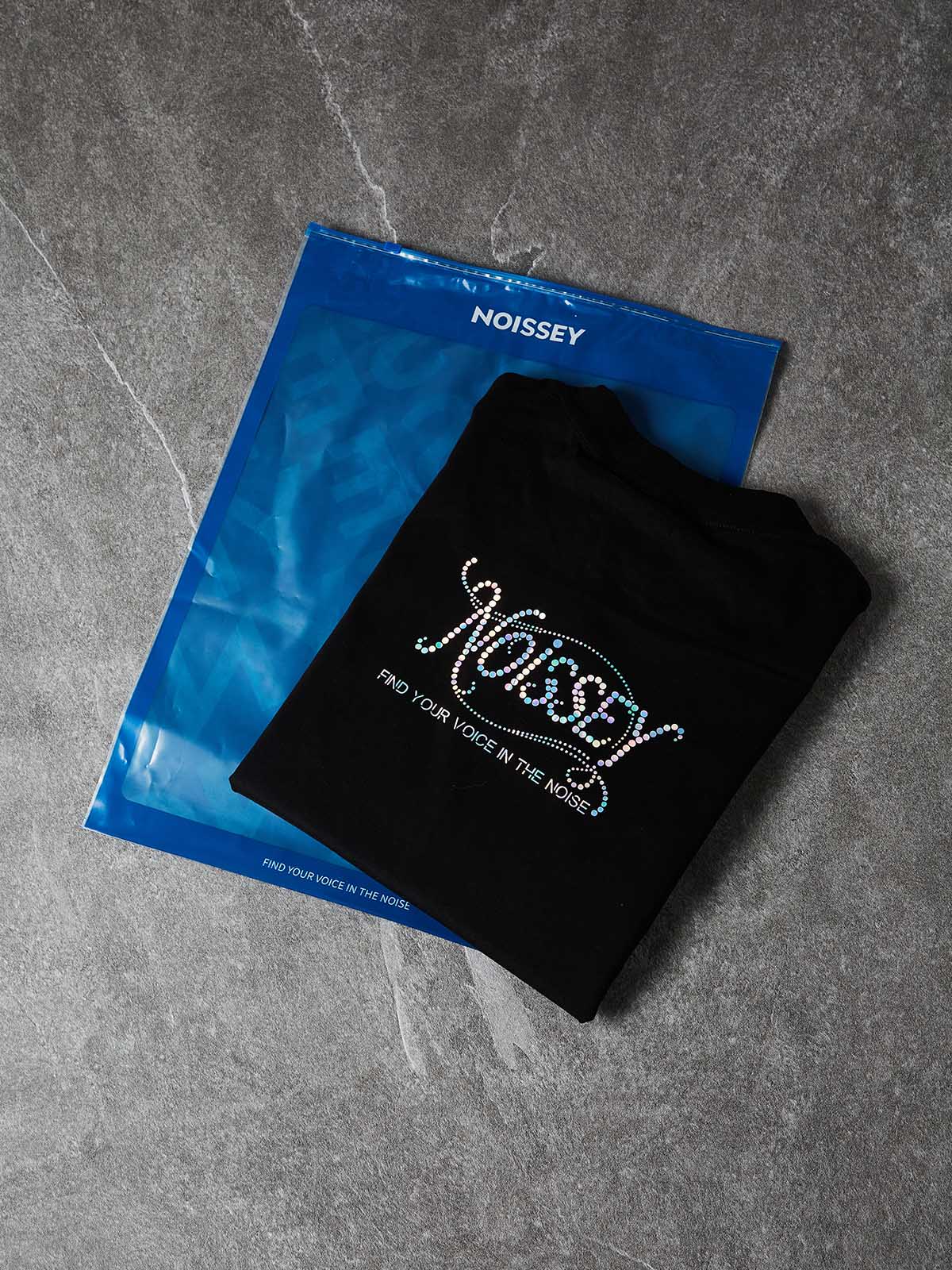 NOISSEY SHIMMER LOGO - SILVER CURSIVE SLOGAN TEE - Image 4