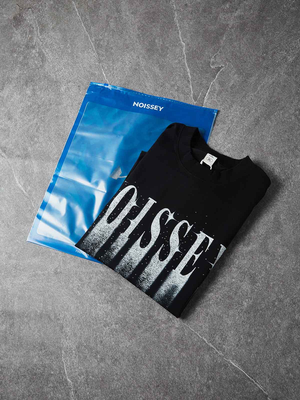 NOISSEY "Starfall" Branded Logo Sand-Fall Graphic Rhinestone Heavyweight T-Shirt - Image 8