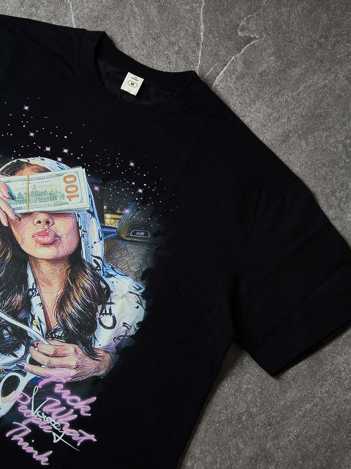 NOISSEY ""Starlight Noir" Neon Lady Art Print Boxy Tee - Image 5