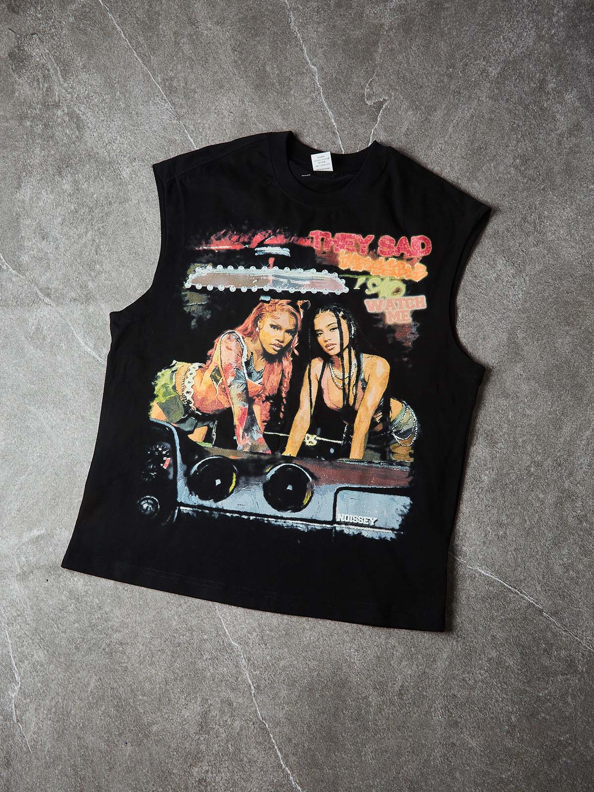 NOISSEY Street Twins Portrait Boxy Heavyweight Art Tank Top - Onyx Black - Image 3