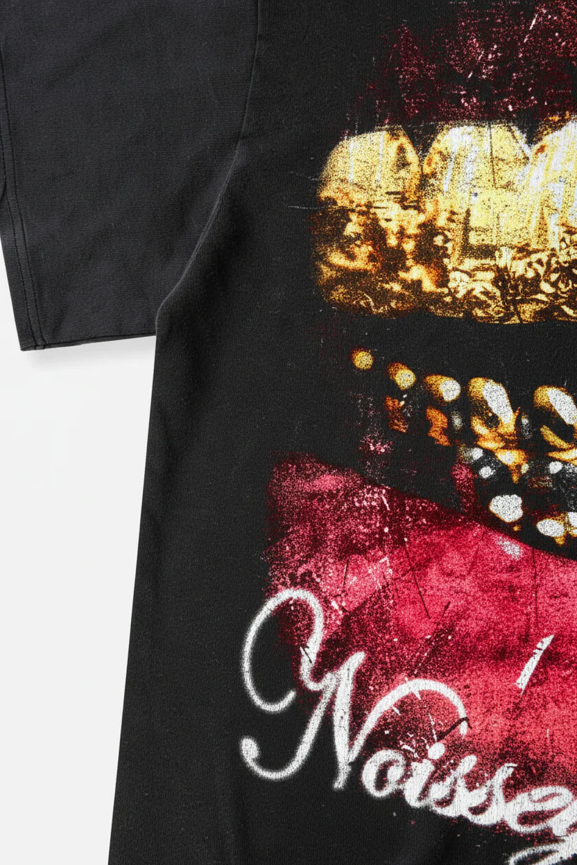 NOISSEY The Last Supper Grills & Lips Distressed Boxy T-Shirt - Washed Black - Image 6