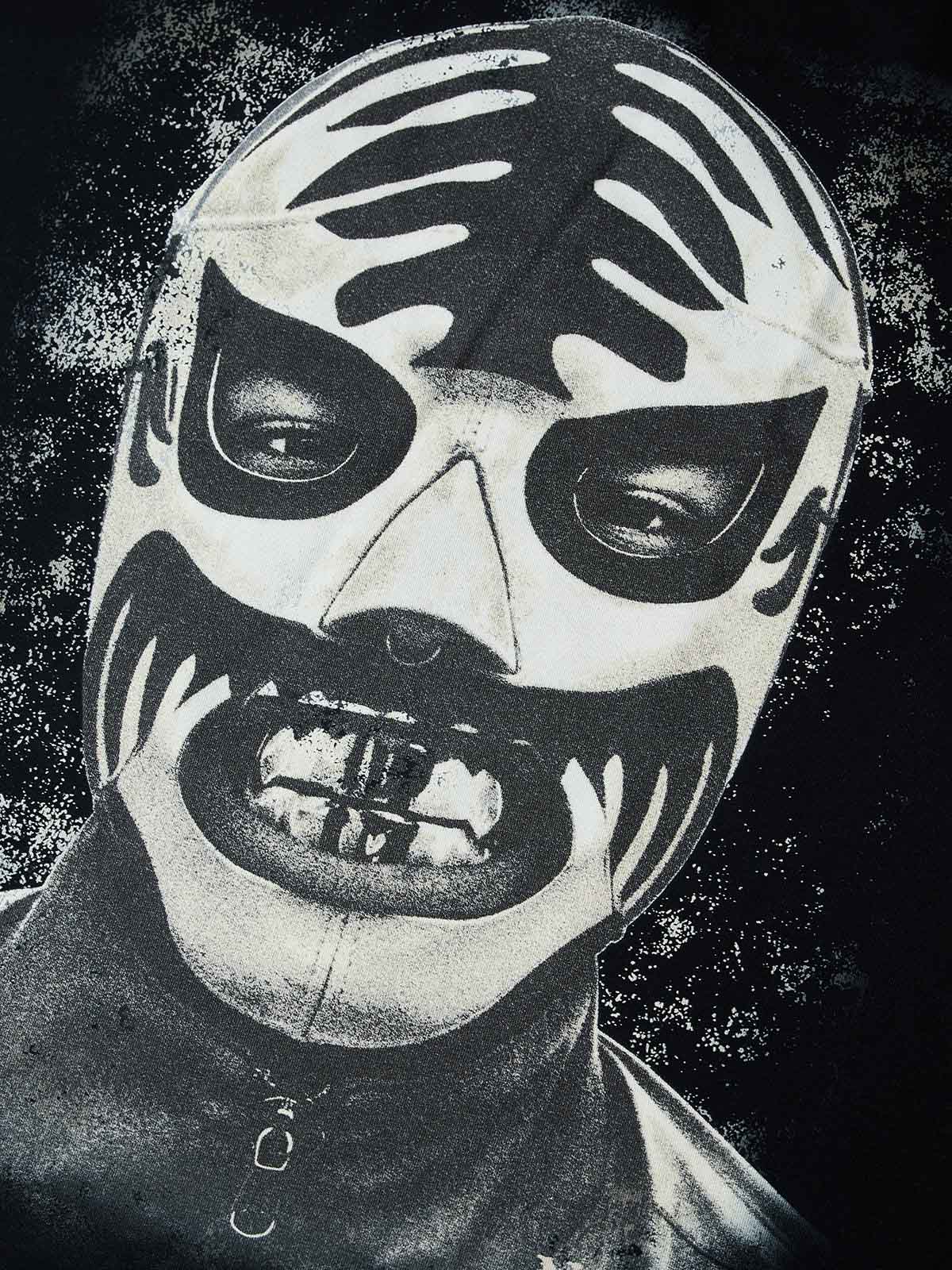 NOISSEY "The Masked Soul" Luchador Mask & Grillz Graphic Distressed T-Shirt - Image 3