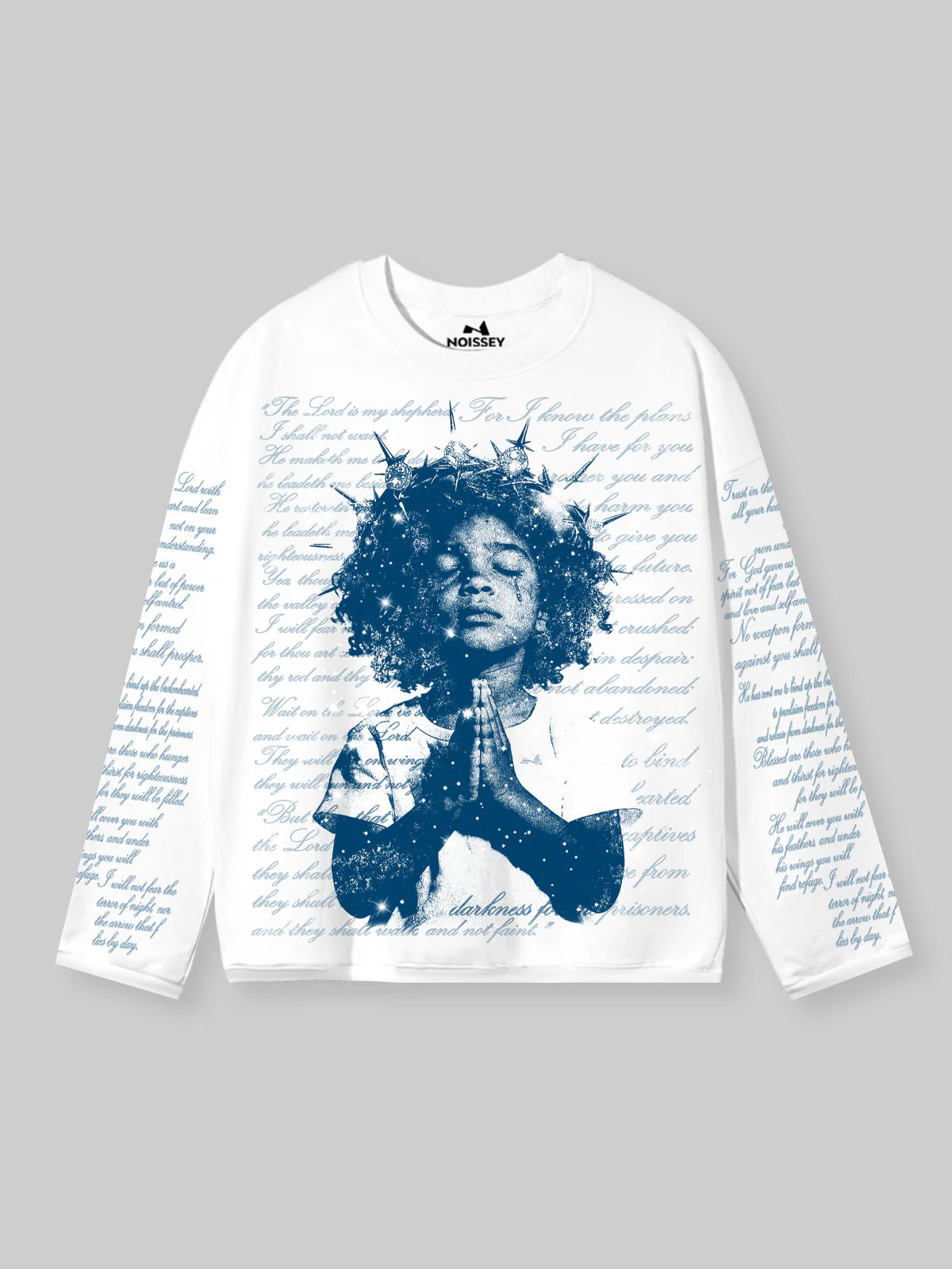NOISSEY "THORNY COVENANT" BIBLICAL SCRIPTURE LONG-SLEEVE SWEATSHIRT