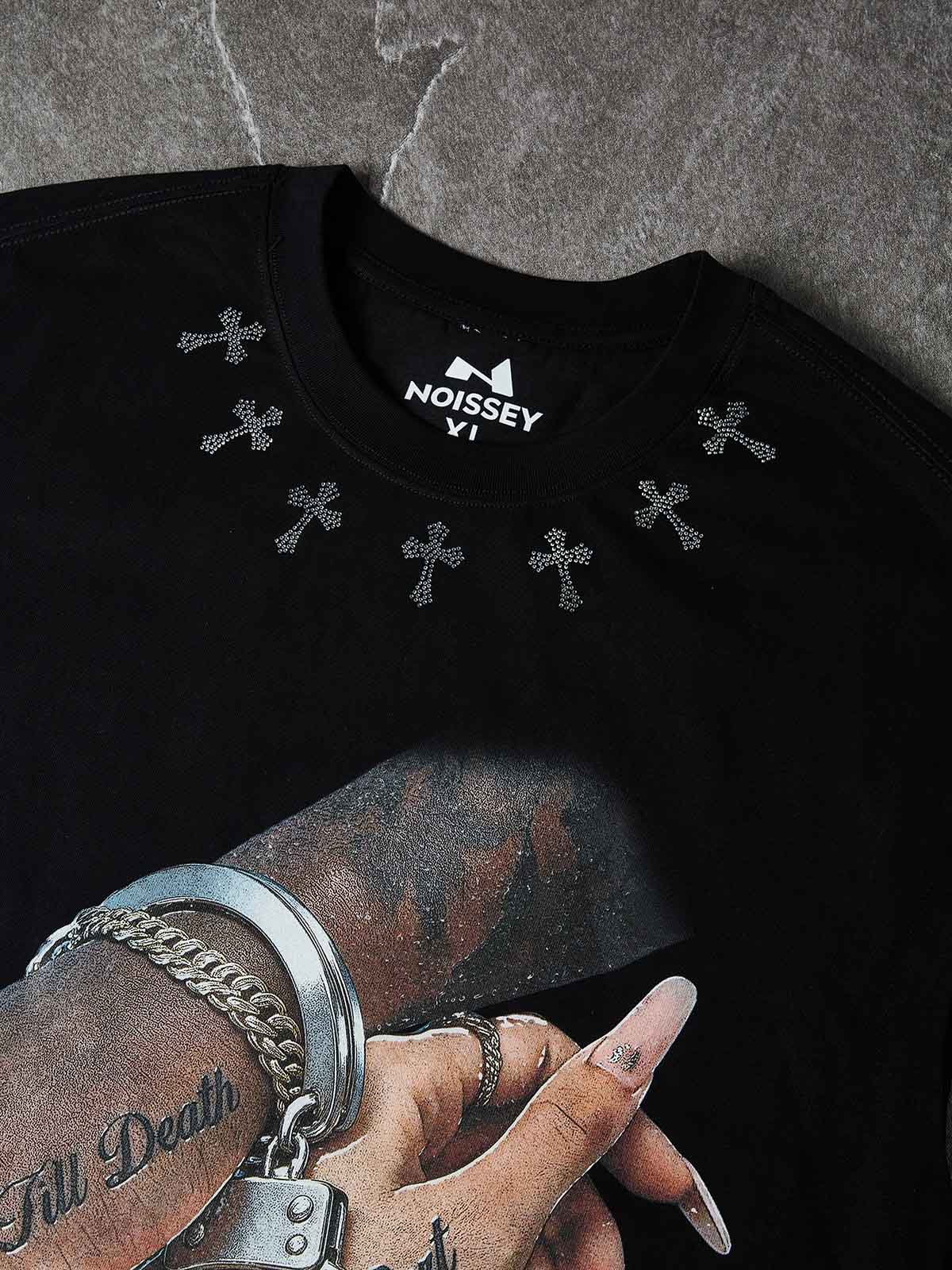 NOISSEY "TILL DEATH DO US PART" COUPLE ART PRINT TANK TOP WITH RHINESTONE DETAILS - Image 4