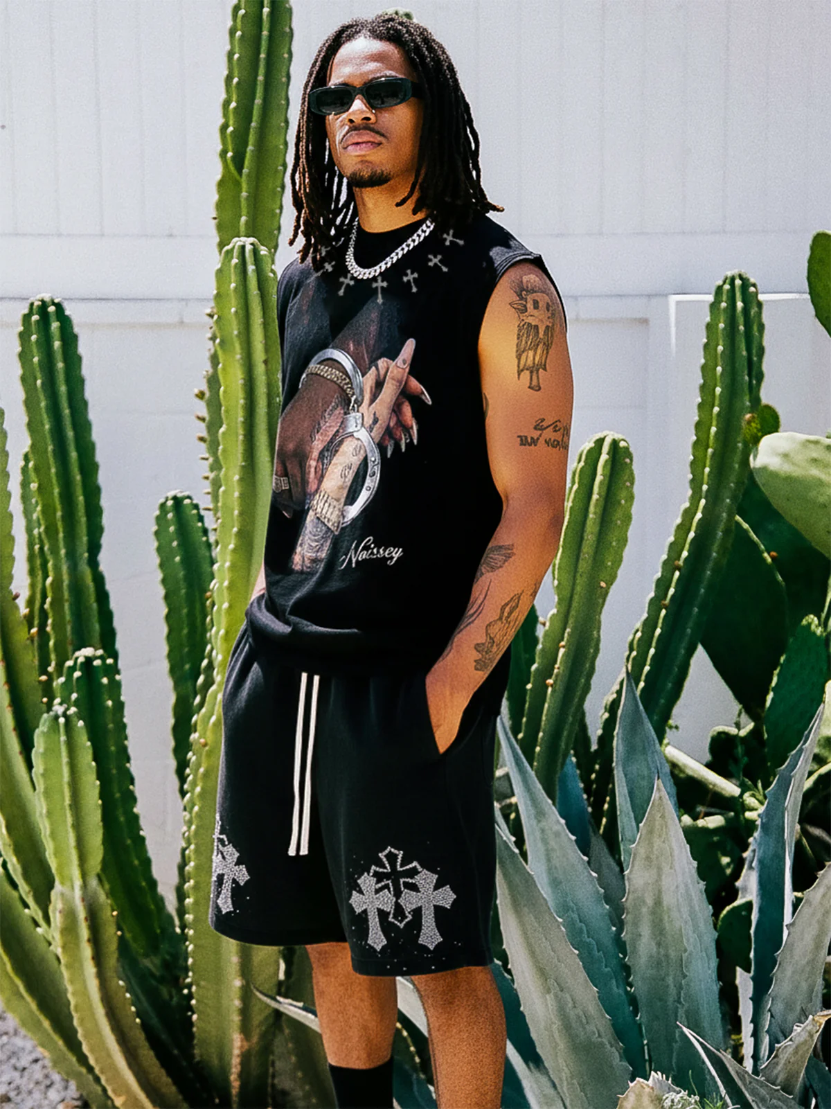 NOISSEY "TILL DEATH DO US PART" COUPLE ART PRINT TANK TOP WITH RHINESTONE DETAILS - Image 5