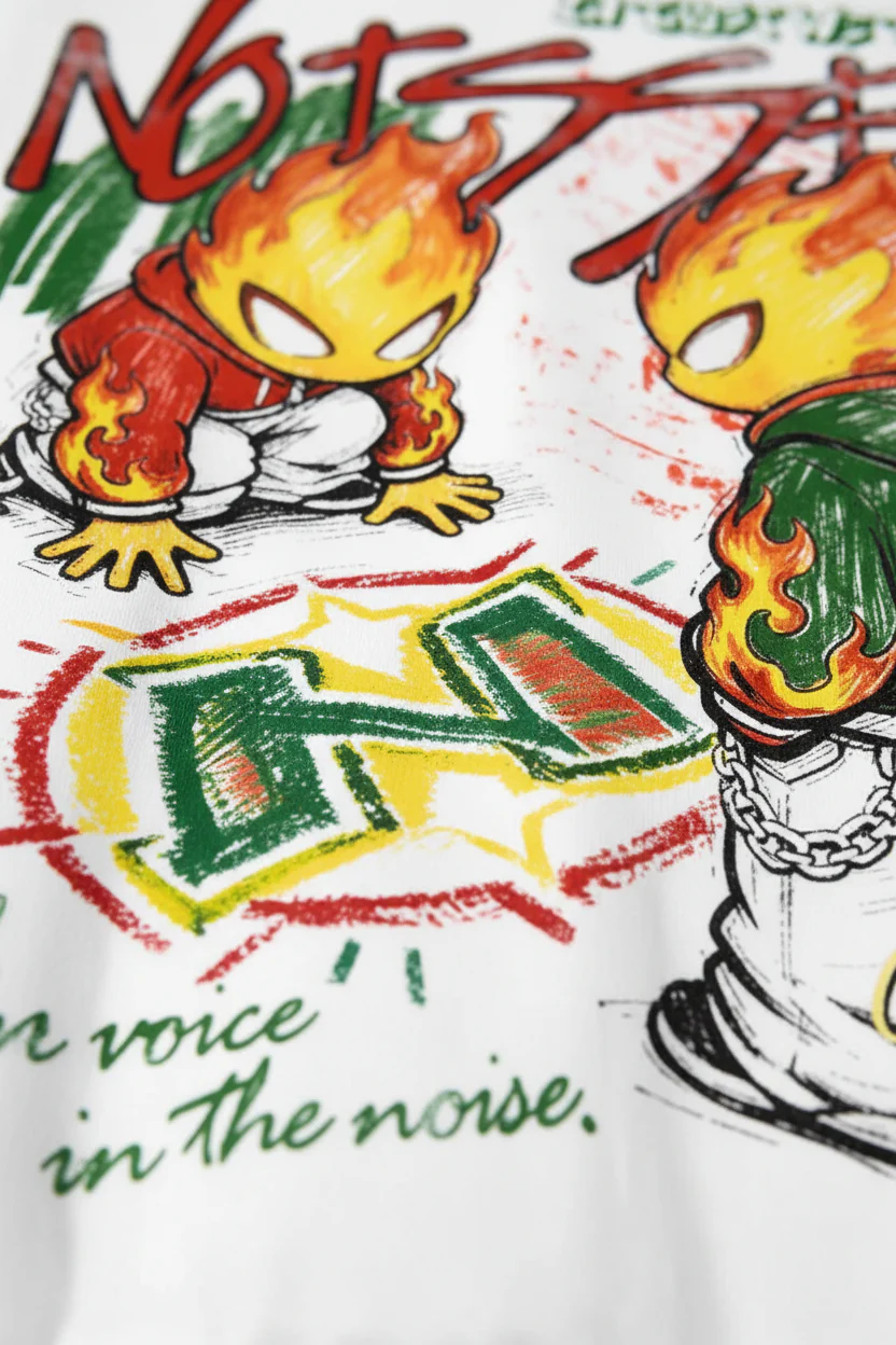 NOISSEY "Twin Flames" Boxy Heavyweight Graffiti Art L/S Tee - Vintage White - Image 7