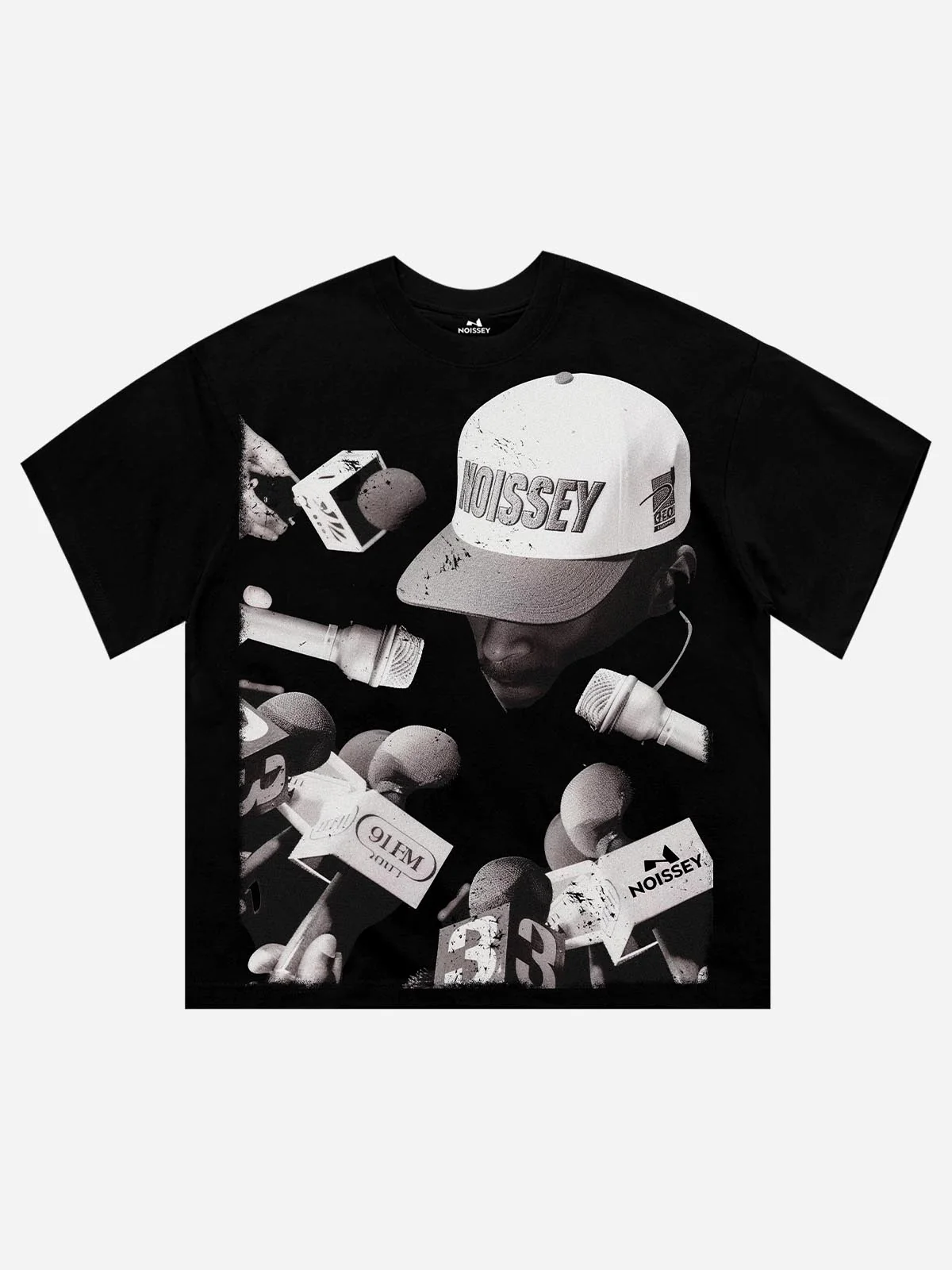 Microphone Press Conference Print Streetwear T-shirt - Heavyweight Cotton